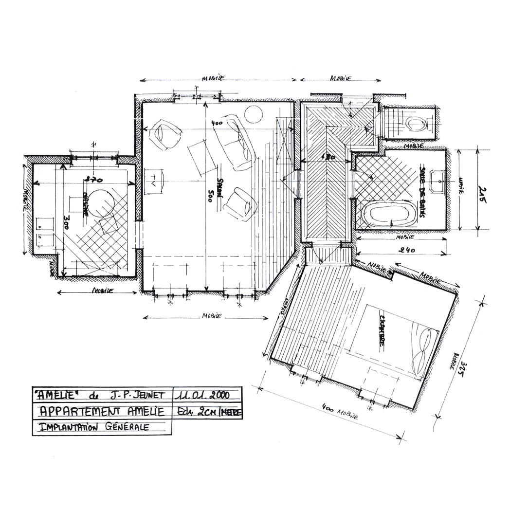 Plan de l'appartement d'Amélie Poulain © Aline Bonetto