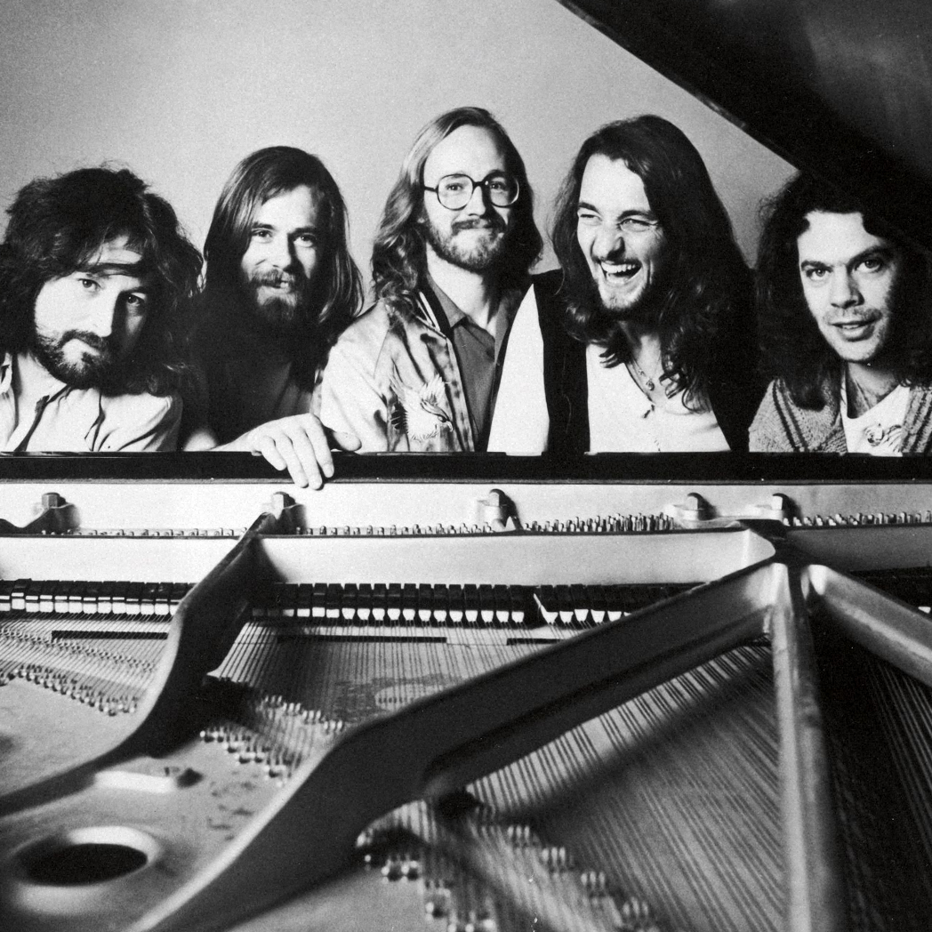 Supertramp (de gauche à droite : Rick Davies, Dougie Thomson, John Helliwell, Roger Hodgson et Bob Siebenberg) en 1975 © Michael Ochs Archives